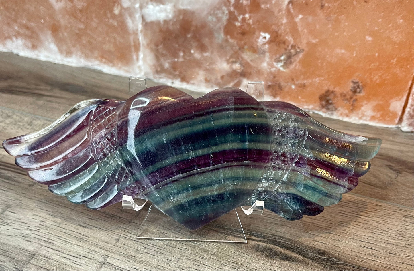 Rainbow Fluorite Angel Heart Wings