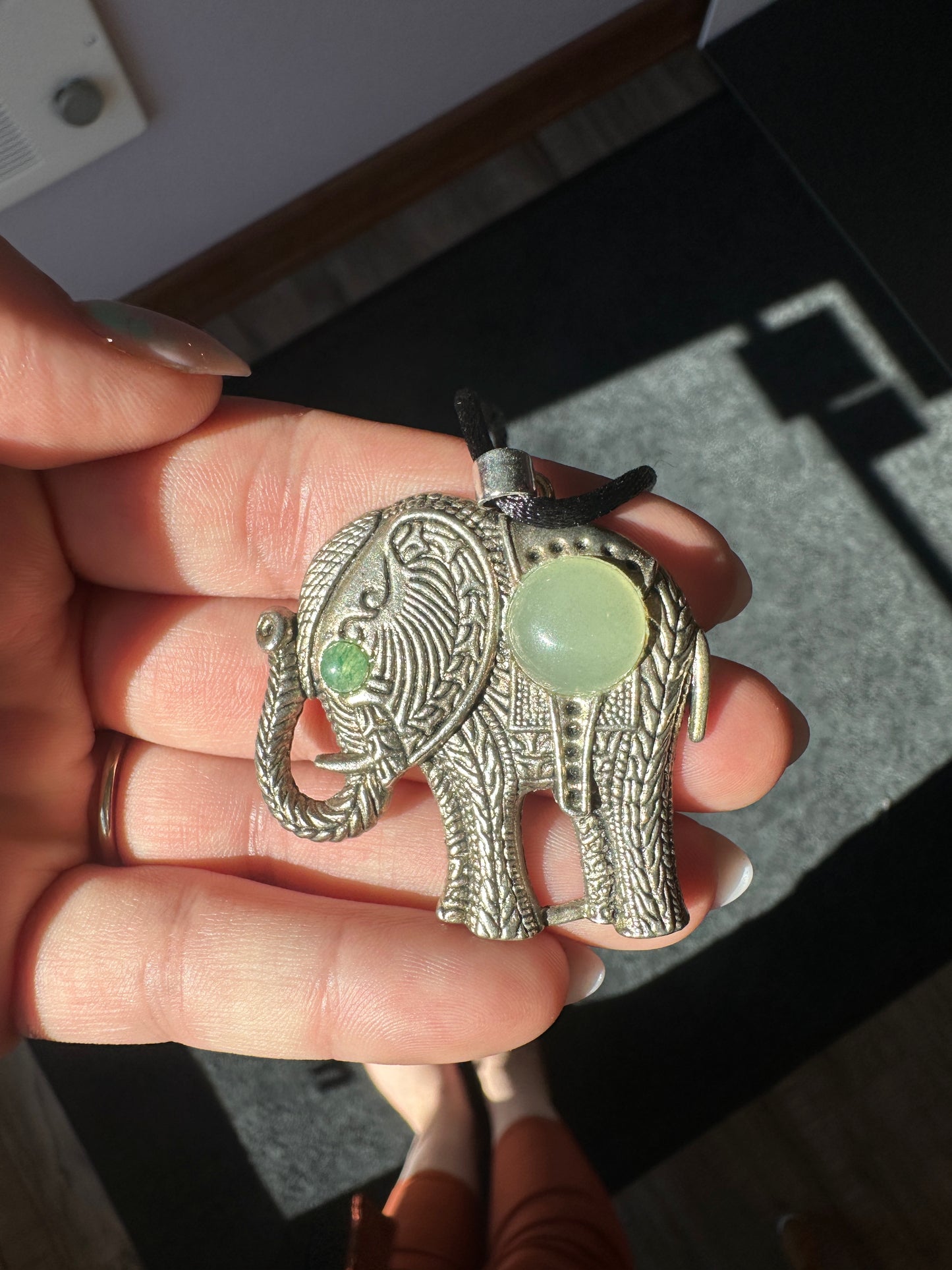 Green Aventurine Elephant Necklace